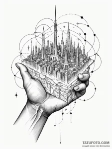 Tattoo sketch, nocturnal architect's blueprin... - эскиз тату (№1752466859_0, 14.07.2025 04:20) — Tatufoto.com