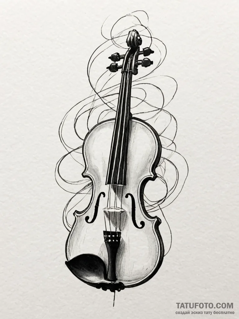 Tattoo sketch, virtuoso’s bow, light string,… — эскиз тату (№1752467278_0, 14.07.2025 04:27) — Tatufoto.com