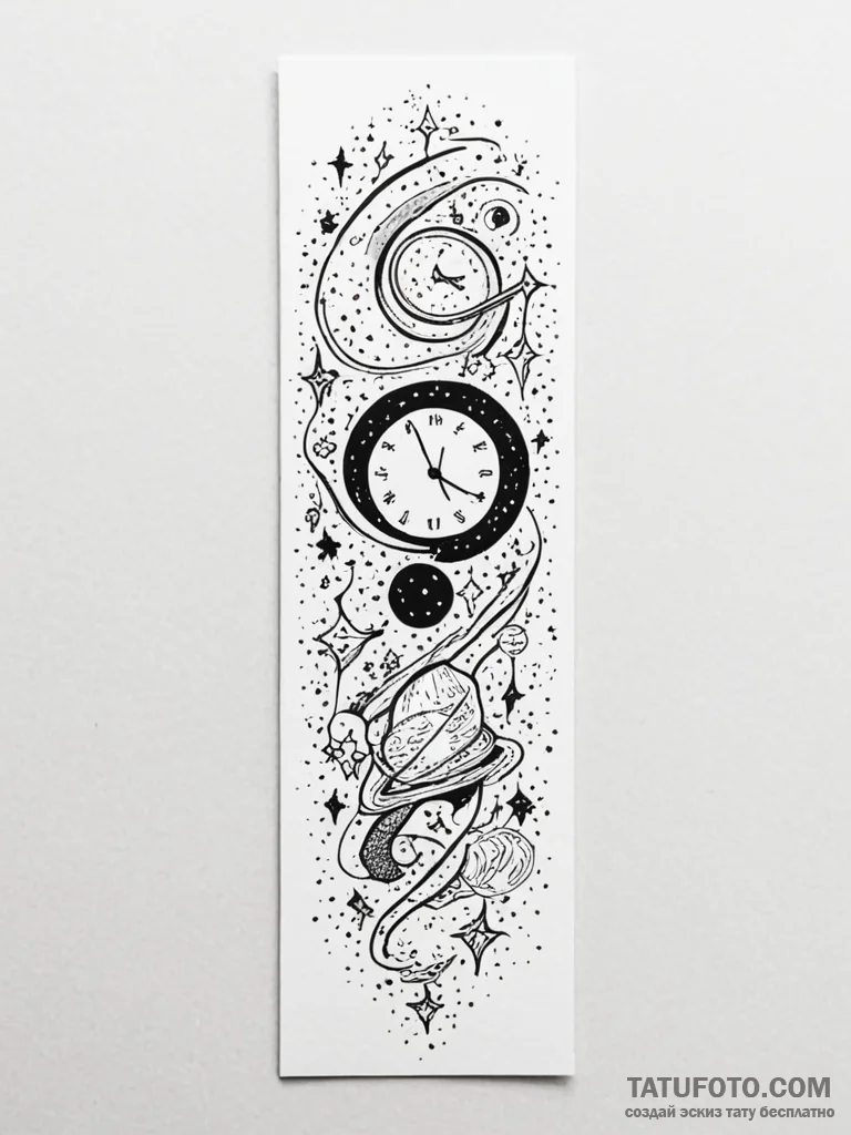 Tattoo sketch, eternal bookmark of time, a si... - эскиз тату (№1752467612_0, 14.07.2025 04:33) — Tatufoto.com