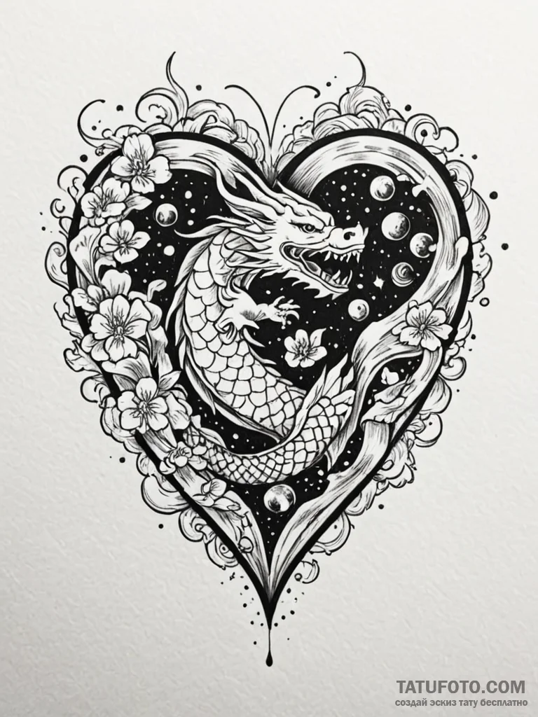 Tattoo sketch, inner universe heart, a human... - эскиз тату (№1752467696_0, 14.07.2025 04:34) — Tatufoto.com