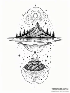 Tattoo sketch, introspection island, a small,... - эскиз тату (№1752467780_0, 14.07.2025 04:36) — Tatufoto.com