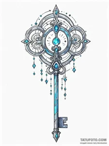 Tattoo sketch, ethereal encryption key, a flo... - эскиз тату (№1752468031_0, 14.07.2025 04:40) — Tatufoto.com