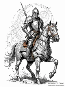 Tattoo sketch, knight of the knowledge stream... - эскиз тату (№1752468451_0, 14.07.2025 04:47) — Tatufoto.com