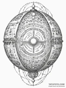 Tattoo sketch, orb of ancestral data, a trans... - эскиз тату (№1752468534_0, 14.07.2025 04:48) — Tatufoto.com