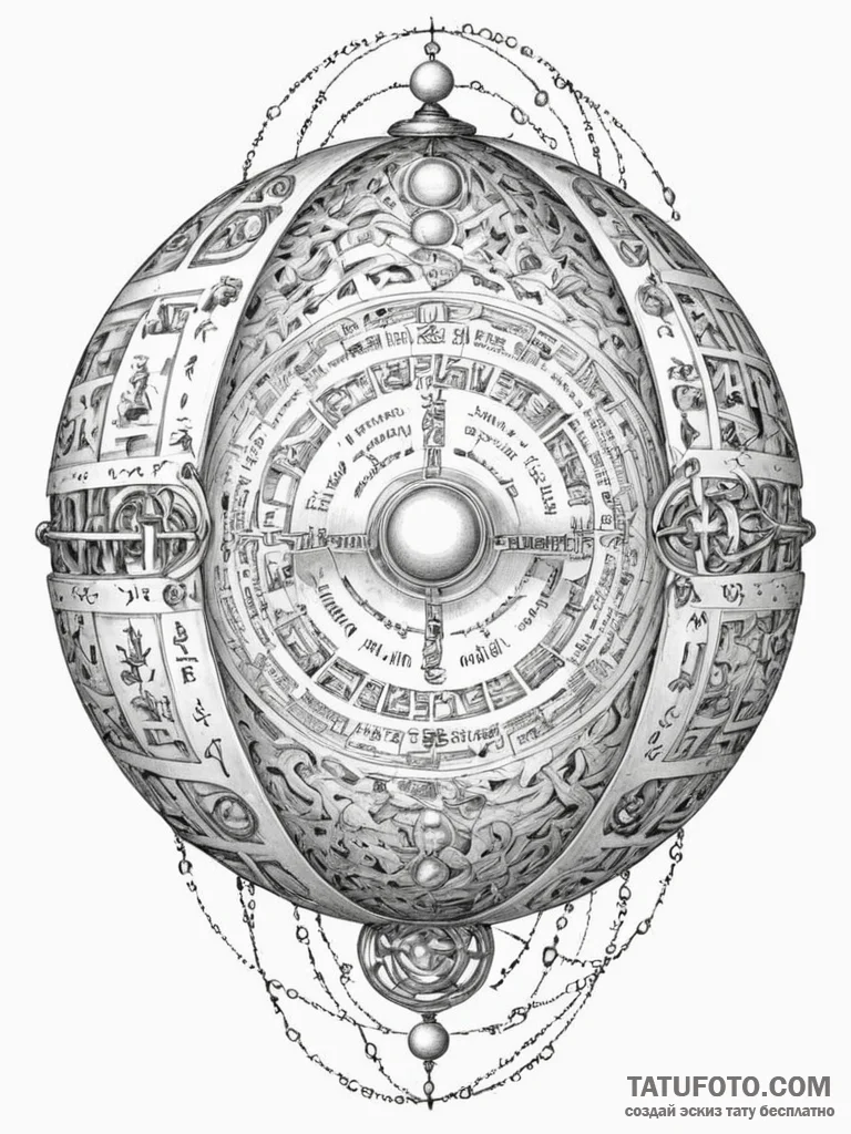 Tattoo sketch, orb of ancestral data, a trans… — эскиз тату (№1752468534_0, 14.07.2025 04:48) — Tatufoto.com