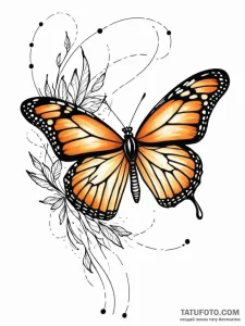 Tattoo sketch, monarch butterfly, migration d... - эскиз тату (№1752468617_0, 14.07.2025 04:50) — Tatufoto.com