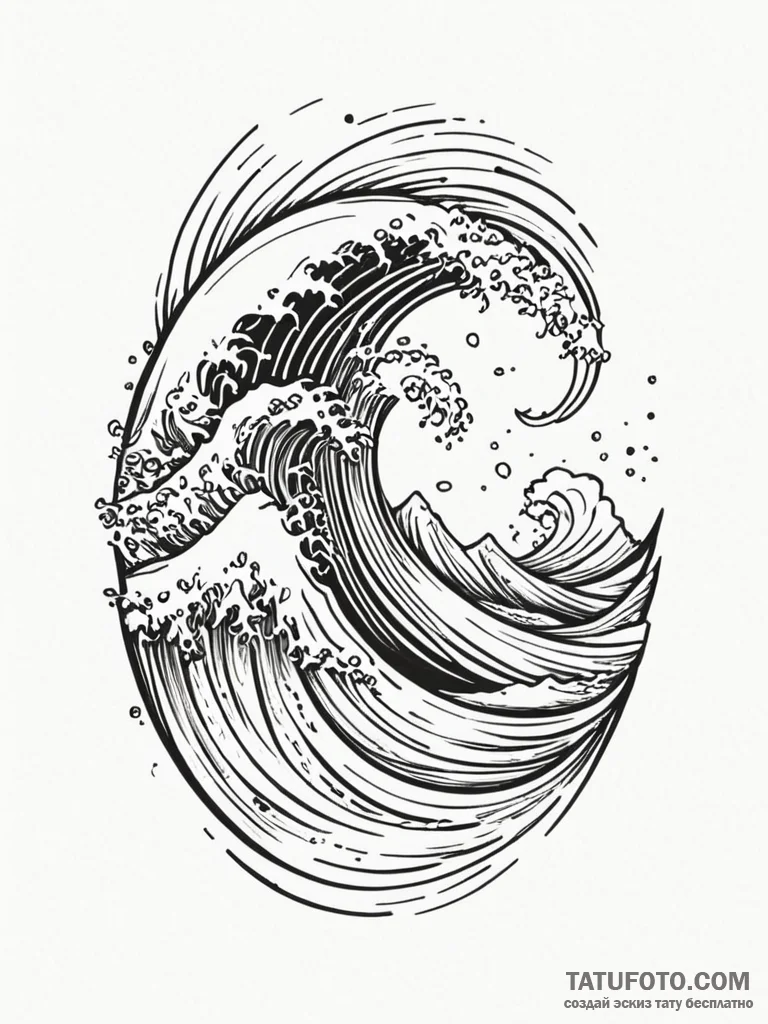 Tattoo sketch, wave of innovation, surfing re… — эскиз тату (№1752469036_0, 14.07.2025 04:57) — Tatufoto.com