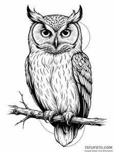 Tattoo sketch, night owl's digital gaze, a ma... - эскиз тату (№1752469120_0, 14.07.2025 04:58) — Tatufoto.com