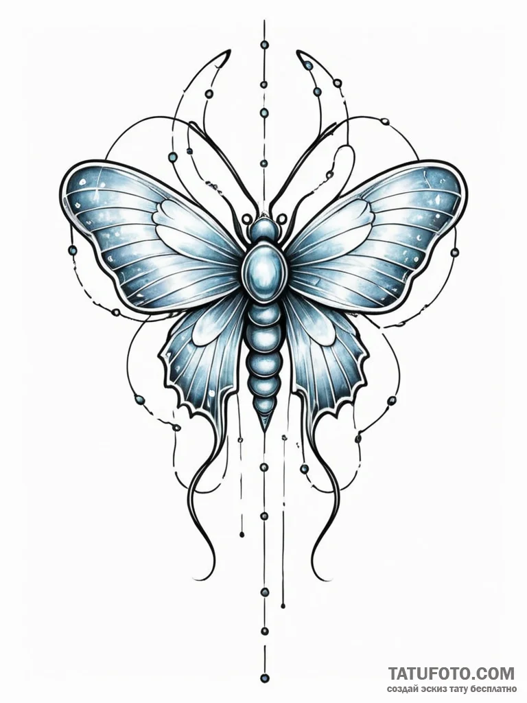 Tattoo sketch, mystical microchip moth, a del... - эскиз тату (№1752469290_0, 14.07.2025 05:01) — Tatufoto.com