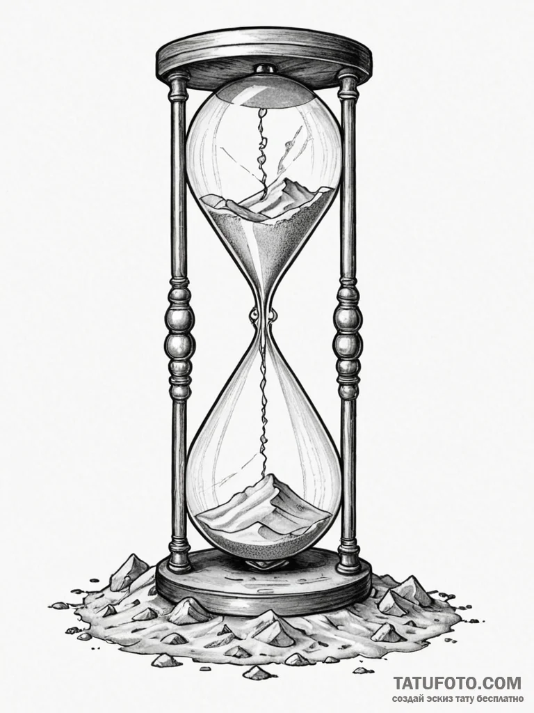 Tattoo sketch, hourglass of humanity's progre... - эскиз тату (№1752469624_0, 14.07.2025 05:07) — Tatufoto.com