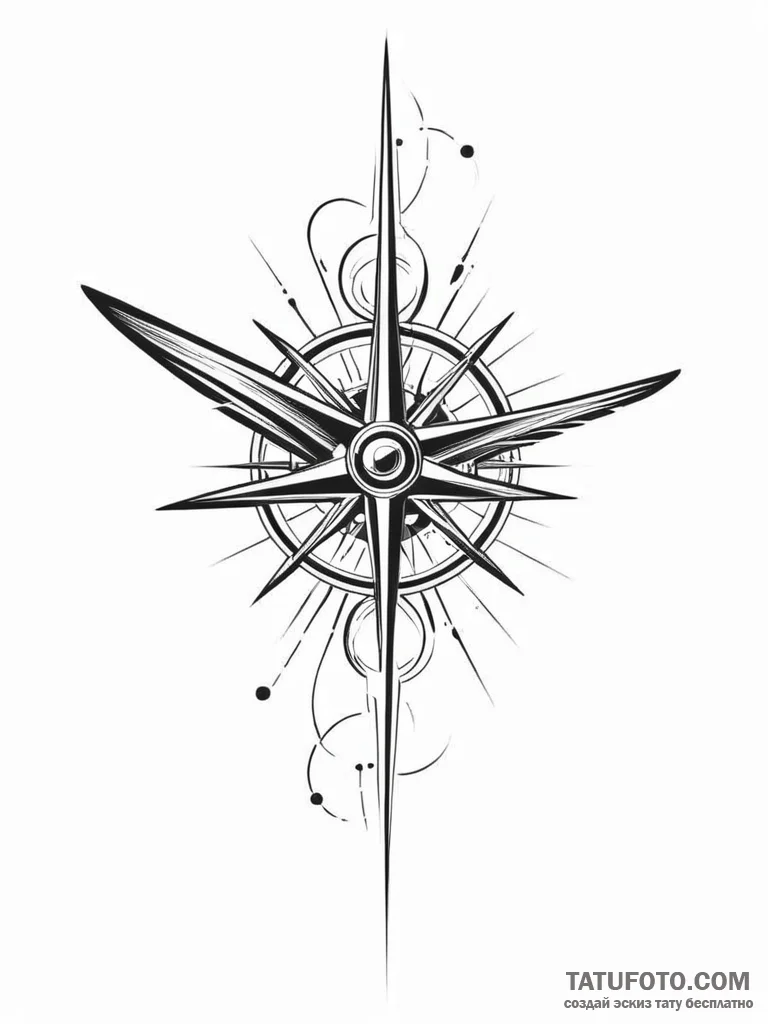 Tattoo sketch, jet stream compass, a stylized... - эскиз тату (№1752469875_0, 14.07.2025 05:11) — Tatufoto.com