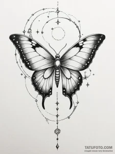 Tattoo sketch, lunar moth, stardust wings, a... - эскиз тату (№1752470379_0, 14.07.2025 05:19) — Tatufoto.com