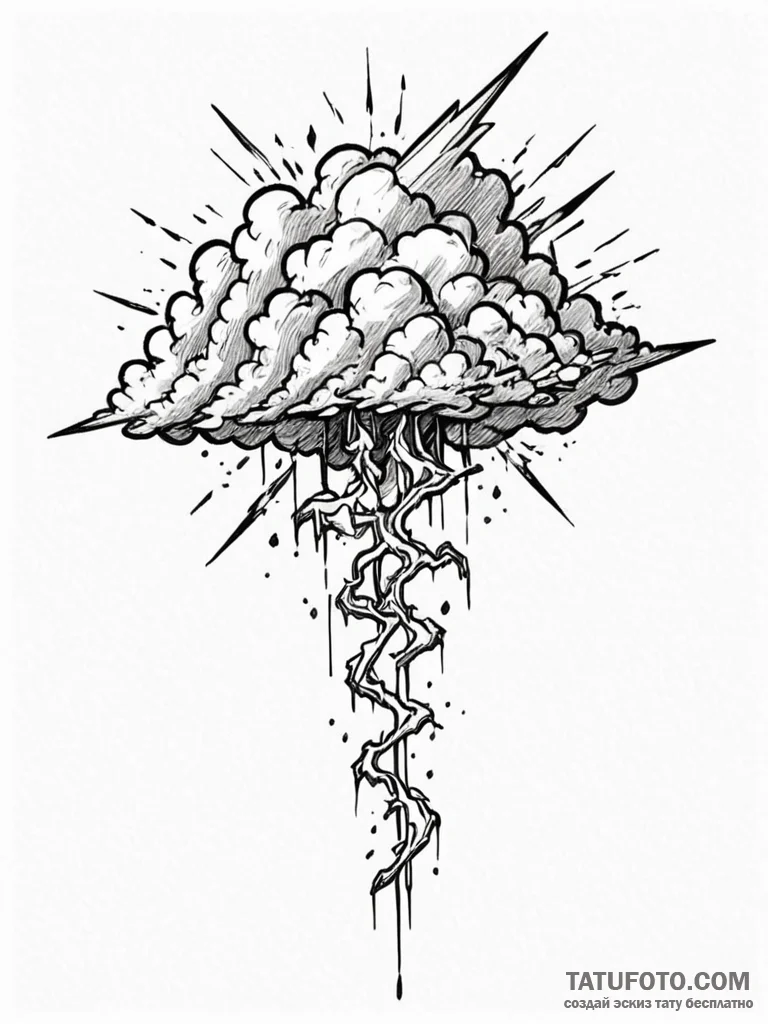 Tattoo sketch, thundercloud of transformation... - эскиз тату (№1752470548_0, 14.07.2025 05:22) — Tatufoto.com