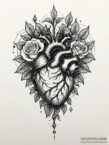 Tattoo sketch, obsidian heart, starlight core... - эскиз тату (№1752470633_0, 14.07.2025 05:23) — Tatufoto.com
