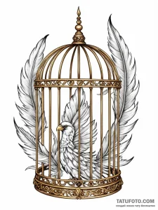 Tattoo sketch, gilded cage, open door, an ele... - эскиз тату (№1752470799_0, 14.07.2025 05:26) — Tatufoto.com