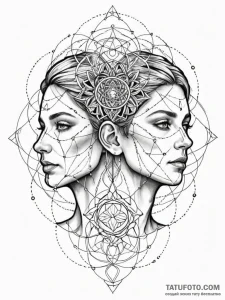 Tattoo sketch, joining of minds (neural netwo... - эскиз тату (№1752470967_0, 14.07.2025 05:29) — Tatufoto.com