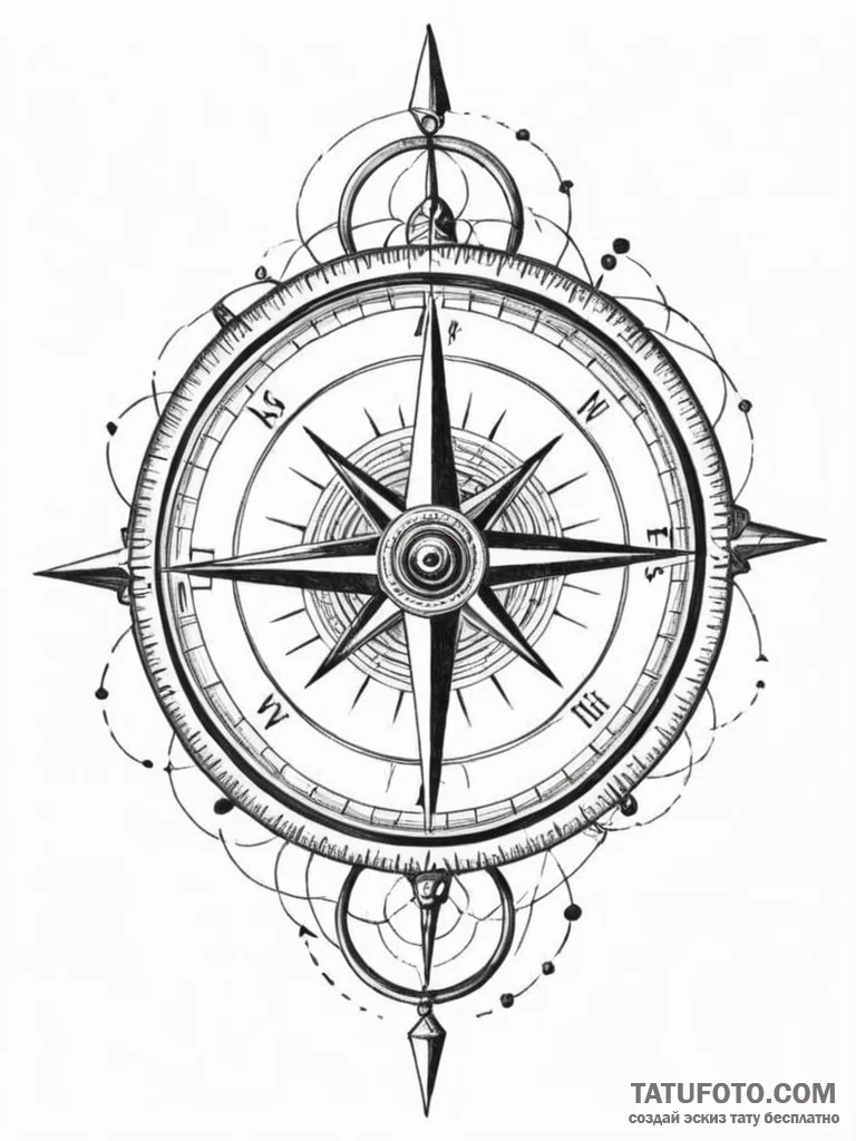 Tattoo sketch, storyteller's compass, narrati... - эскиз тату (№1752471050_0, 14.07.2025 05:30) — Tatufoto.com
