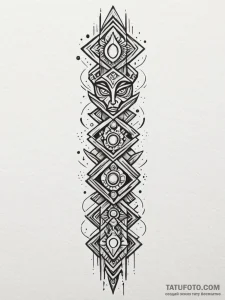 Tattoo sketch, uplifted ai totem, a stylized... - эскиз тату (№1752471553_0, 14.07.2025 05:39) — Tatufoto.com