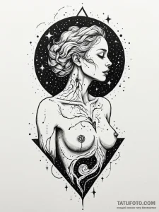Tattoo sketch, expanding galaxy within, a sty... - эскиз тату (№1752471890_0, 14.07.2025 05:44) — Tatufoto.com
