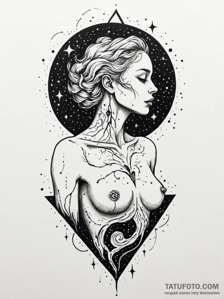 Tattoo sketch, expanding galaxy within, a sty... - эскиз тату (№1752471890_0, 14.07.2025 05:44) — Tatufoto.com