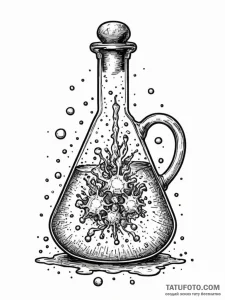 Tattoo sketch, volatile alchemy flask (digita... - эскиз тату (№1752472562_0, 14.07.2025 05:56) — Tatufoto.com