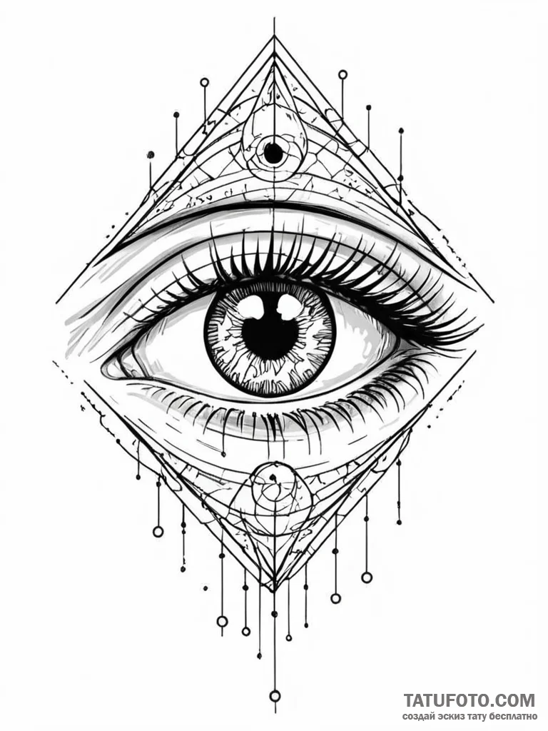 Tattoo sketch, watchful eye of the algorithm,… — эскиз тату (№1752472645_0, 14.07.2025 05:57) — Tatufoto.com