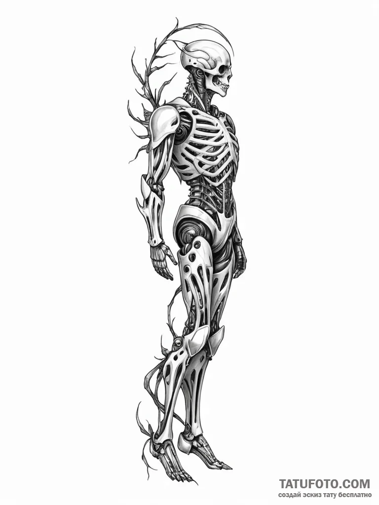 Tattoo sketch, exoskeleton armor, organic ski… — эскиз тату (№1752472729_0, 14.07.2025 05:58) — Tatufoto.com