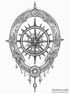 Tattoo sketch, yachtsman's yoke, cosmic curre... - эскиз тату (№1752472980_0, 14.07.2025 06:03) — Tatufoto.com