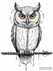 Tattoo sketch, questioning owl, digital wisdo... - эскиз тату (№1752473318_0, 14.07.2025 06:08) — Tatufoto.com