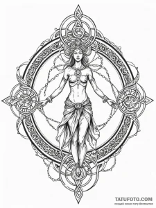 Tattoo sketch, ritual of recursive loops, a s... - эскиз тату (№1752473483_0, 14.07.2025 06:11) — Tatufoto.com