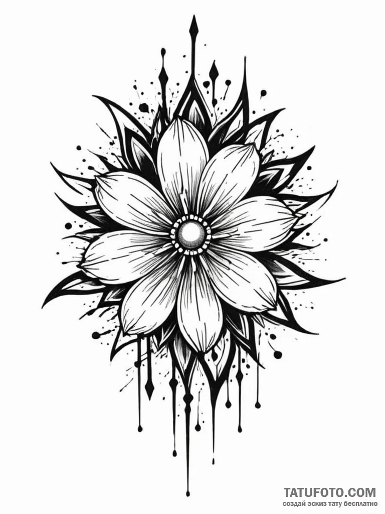 Tattoo sketch, volatile voltage bloom, a styl... - эскиз тату (№1752473735_0, 14.07.2025 06:15) — Tatufoto.com