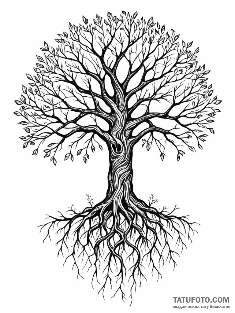 Tattoo sketch, networked roots of life, the i... - эскиз тату (№1752473819_0, 14.07.2025 06:16) — Tatufoto.com