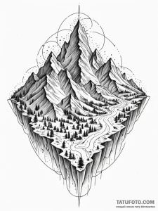 Tattoo sketch, topographic terrain, luminous... - эскиз тату (№1752473988_0, 14.07.2025 06:19) — Tatufoto.com