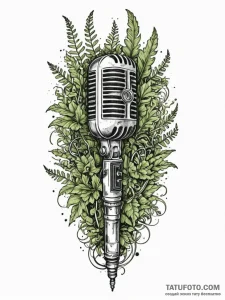 Tattoo sketch, mossy microphone, ancient voic... - эскиз тату (№1752474157_0, 14.07.2025 06:22) — Tatufoto.com