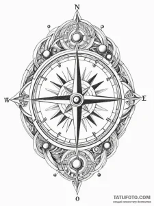 Tattoo sketch, celestial compass: a compass t... - эскиз тату (№1752474914_0, 14.07.2025 06:35) — Tatufoto.com