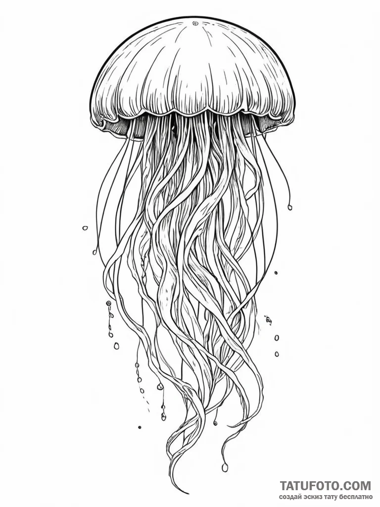 Tattoo sketch, jellyfish jellyfish data swarm... - эскиз тату (№1752474997_0, 14.07.2025 06:36) — Tatufoto.com