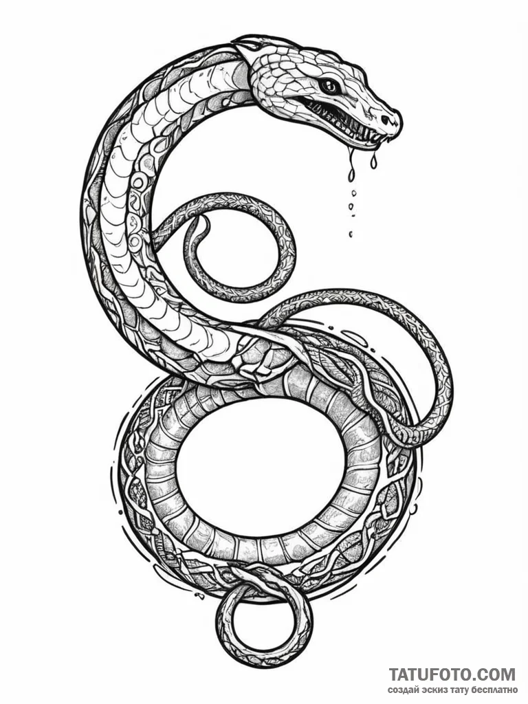 Tattoo sketch, serpent of self-replication, a... - эскиз тату (№1752475248_0, 14.07.2025 06:40) — Tatufoto.com