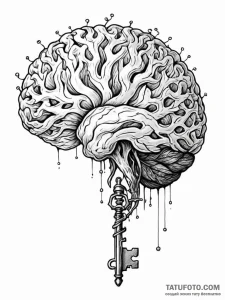 Tattoo sketch, mind palace key, a stylized, i... - эскиз тату (№1752475922_0, 14.07.2025 06:52) — Tatufoto.com