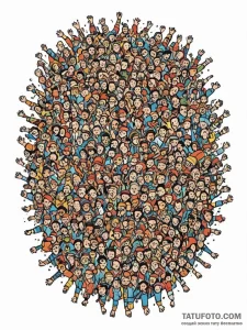 Tattoo sketch, crowd of individual pixels: a... - эскиз тату (№1752476089_0, 14.07.2025 06:54) — Tatufoto.com