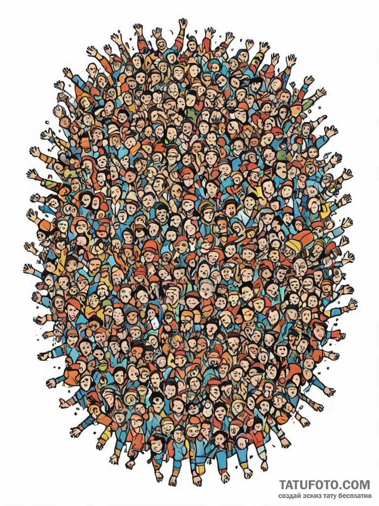 Tattoo sketch, crowd of individual pixels: a... - эскиз тату (№1752476089_0, 14.07.2025 06:54) — Tatufoto.com