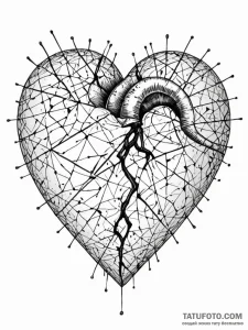 Tattoo sketch, porcelain heart, shattered cod... - эскиз тату (№1752476345_0, 14.07.2025 06:59) — Tatufoto.com
