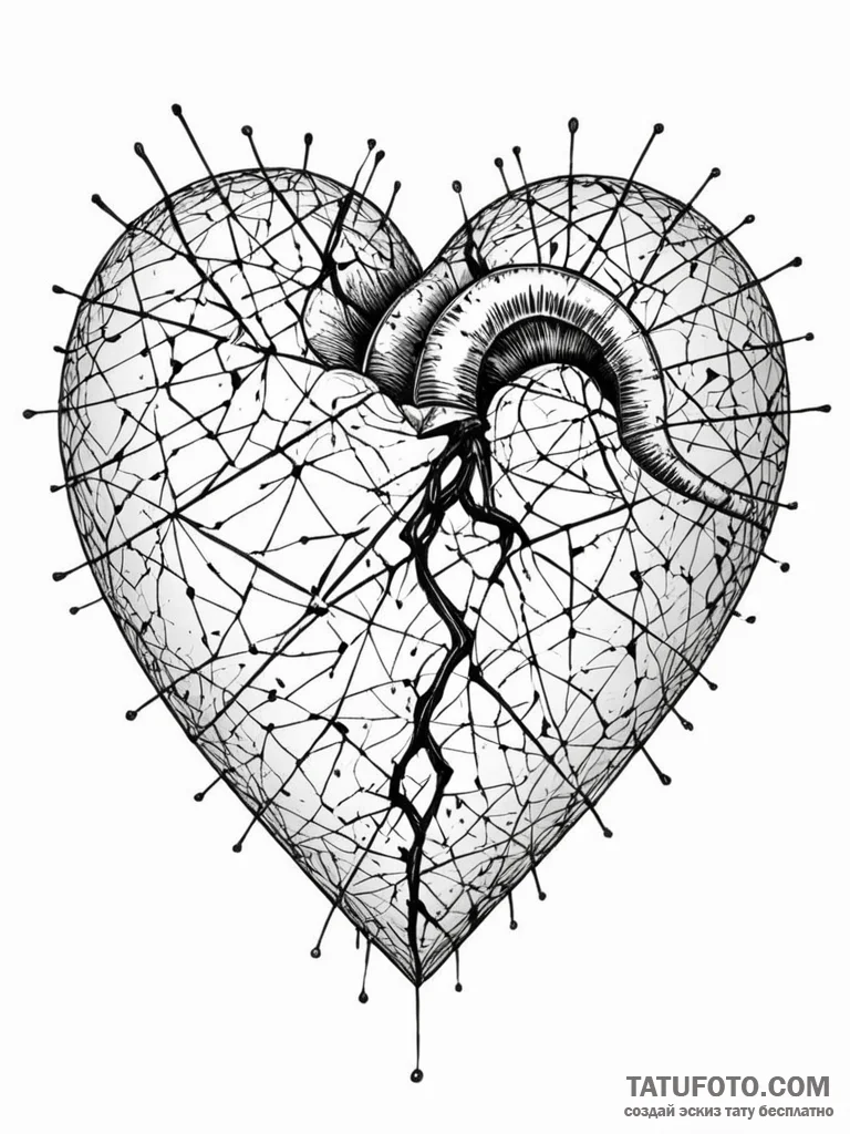 Tattoo sketch, porcelain heart, shattered cod… — эскиз тату (№1752476345_0, 14.07.2025 06:59) — Tatufoto.com