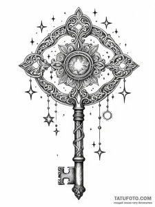 Tattoo sketch, key to the cosmos, an ornate,... - эскиз тату (№1752476429_0, 14.07.2025 07:00) — Tatufoto.com