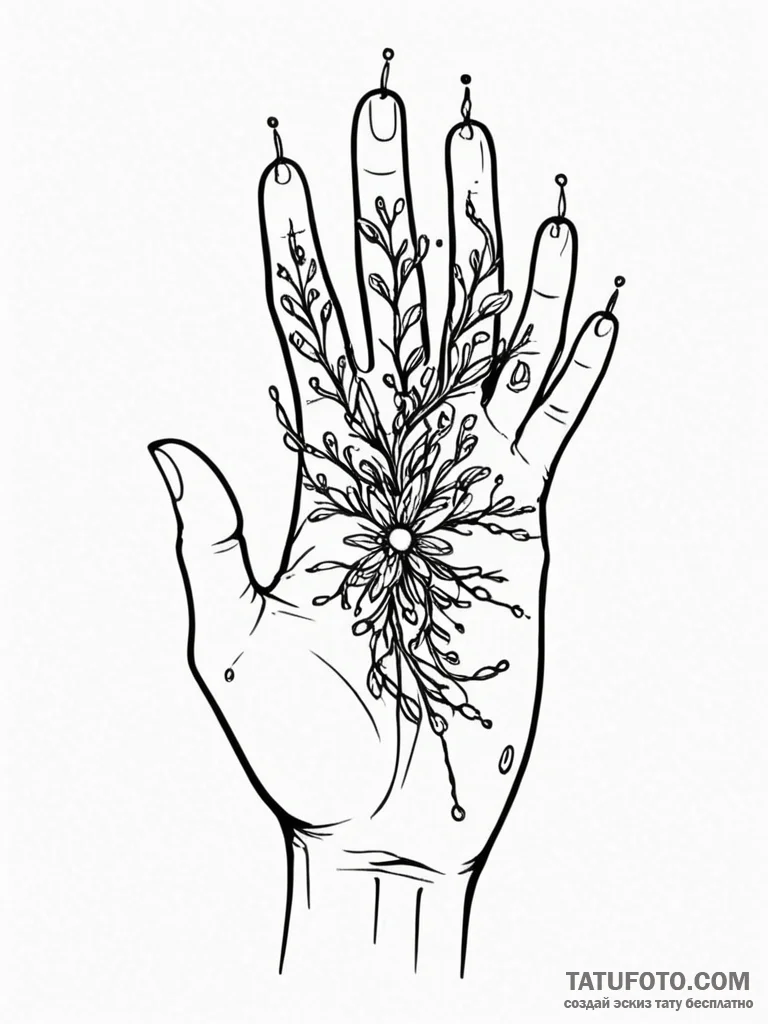 Tattoo sketch, nurturing hand of the digital... - эскиз тату (№1752476513_0, 14.07.2025 07:01) — Tatufoto.com