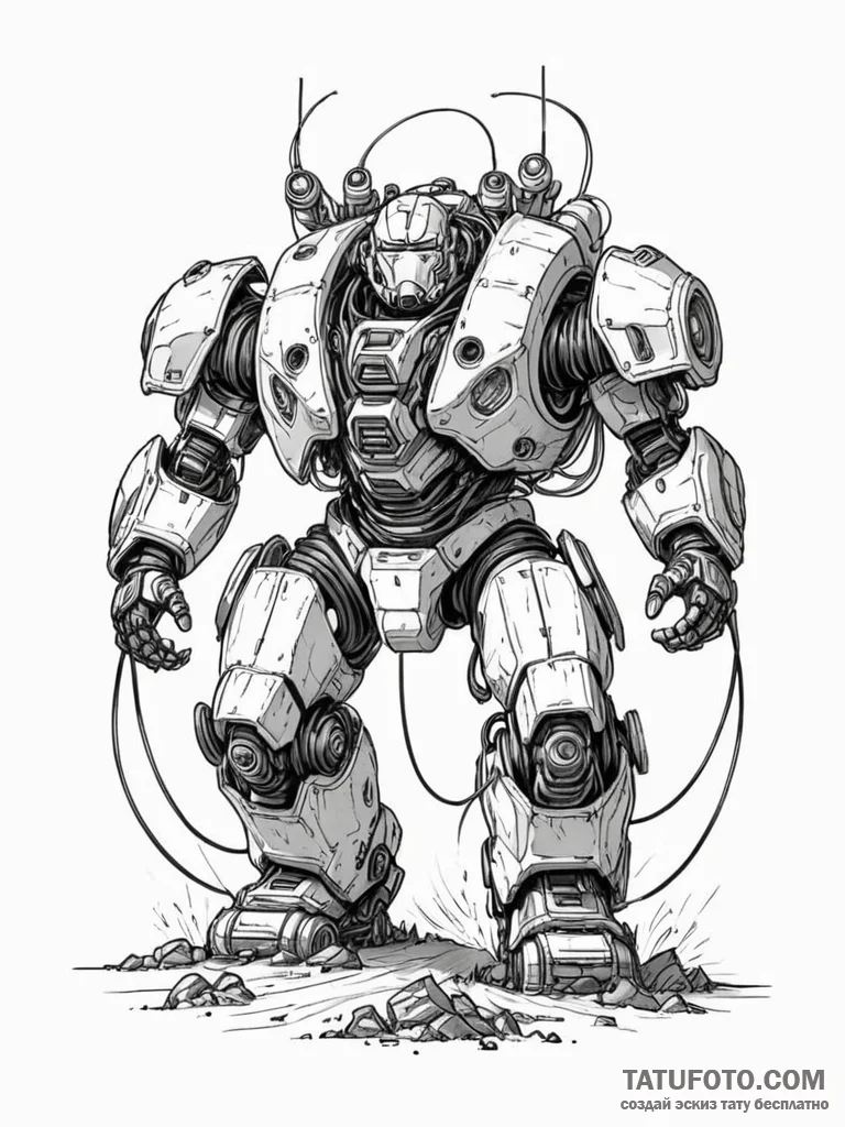Tattoo sketch, juggernaut of progress, a mass... - эскиз тату (№1752476852_0, 14.07.2025 07:07) — Tatufoto.com