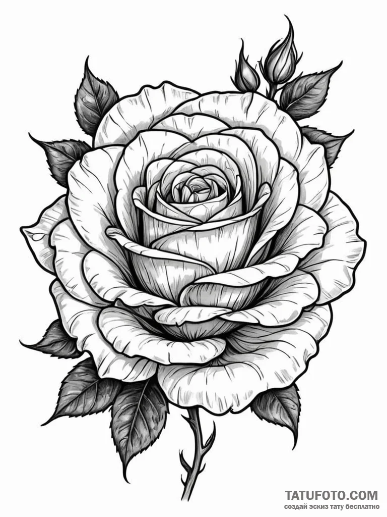 Tattoo sketch, unfolding memory rose, a beaut... - эскиз тату (№1752477022_0, 14.07.2025 07:10) — Tatufoto.com