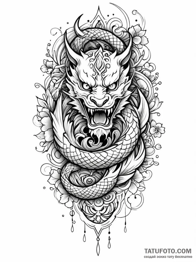 Tattoo sketch, neo-tribal tattoo art, a bold,… — эскиз тату (№1752477105_0, 14.07.2025 07:11) — Tatufoto.com