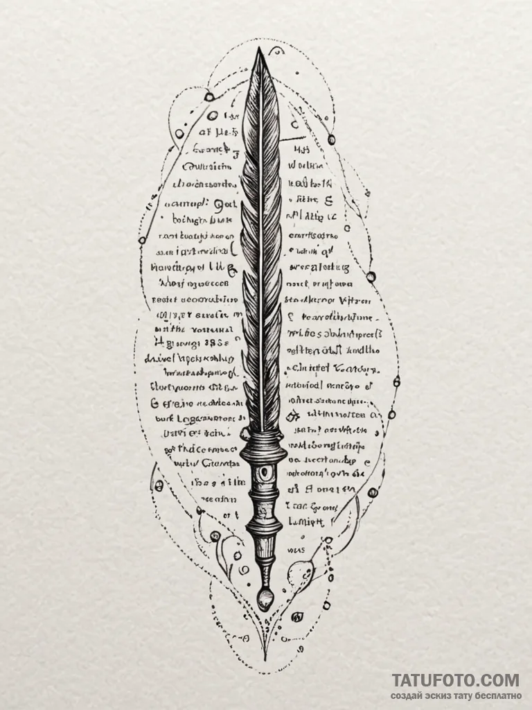 Tattoo sketch, quill of quiet computation, an... - эскиз тату (№1752477189_0, 14.07.2025 07:13) — Tatufoto.com