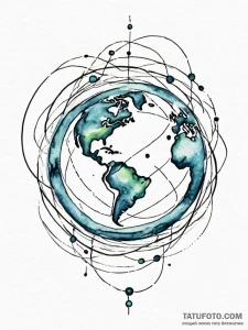 Tattoo sketch, pulse of the planet's network,... - эскиз тату (№1752477273_0, 14.07.2025 07:14) — Tatufoto.com