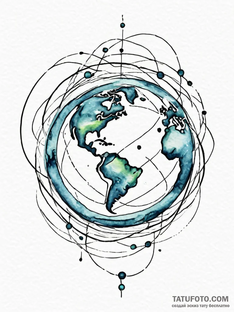 Tattoo sketch, pulse of the planet’s network,… — эскиз тату (№1752477273_0, 14.07.2025 07:14) — Tatufoto.com